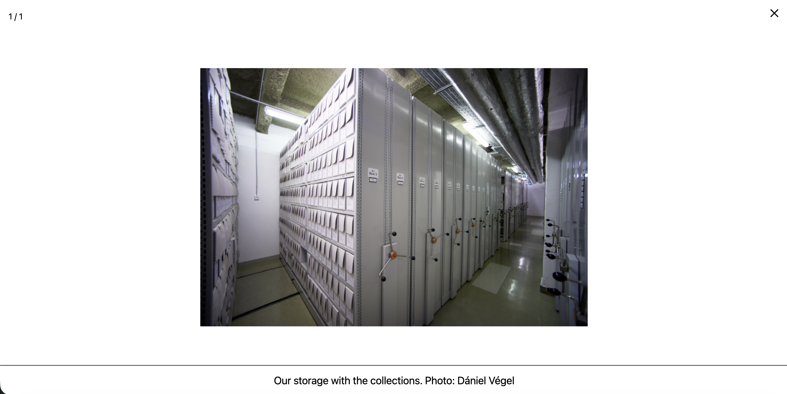 The same archival storage photograph enlarged in the colour lightbox view, with its caption along the bottom