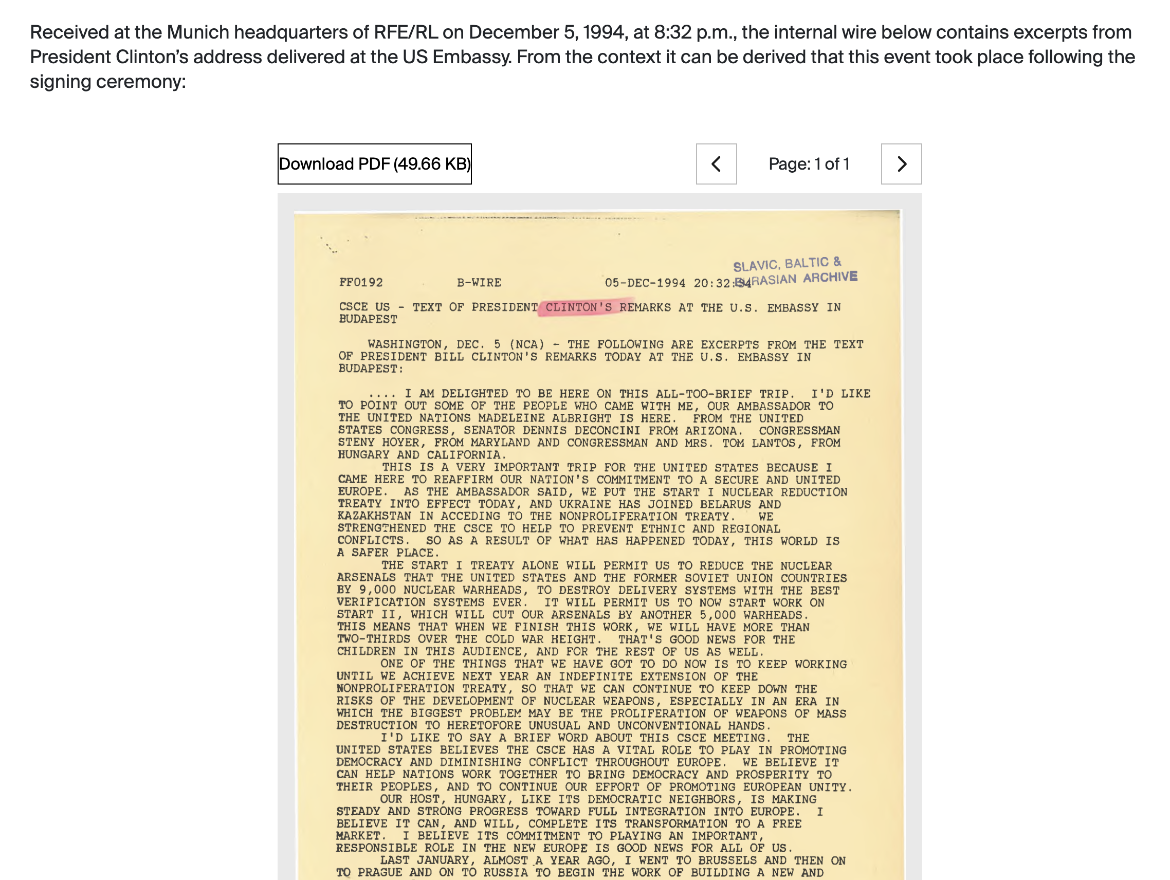 A PDF component showing its download button, page controls, and an embedded document page