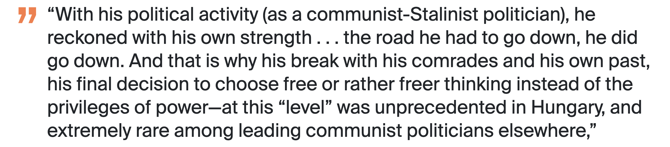 A large quotation with a profile-coloured quotation mark
